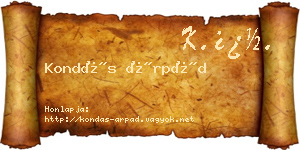 Kondás Árpád névjegykártya